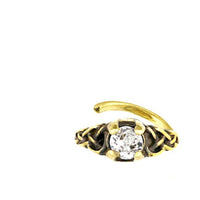 Cargar imagen en el visor de la galería, Universal Piercing Ring Brass Knoten celtic weiß Kristall - chic - net.de
