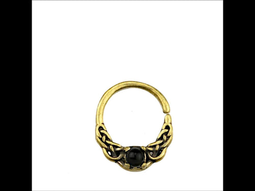 Universal Piercing Ring Brass Onyx Stein Knoten celtic - chic - net.de