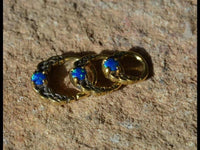 Load image into Gallery viewer, Universal Piercing Ring Brass Opal blau Knoten celtic - chic - net.de
