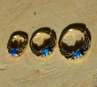 Load image into Gallery viewer, Universal Piercing Ring Brass Opal blau Knoten celtic - chic - net.de
