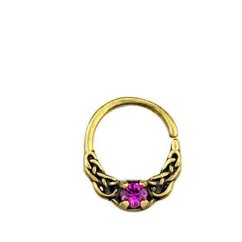 Universal Piercing Ring Brass pink Kristall Knoten celtic - chic - net.de