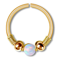 Load image into Gallery viewer, Universal Piercing Ring Edelstahl Opal Stein 0.8mm - chic - net.de
