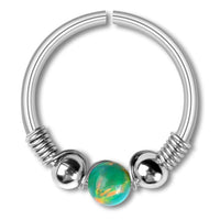 Load image into Gallery viewer, Universal Piercing Ring Edelstahl Opal Stein 0.8mm - chic - net.de
