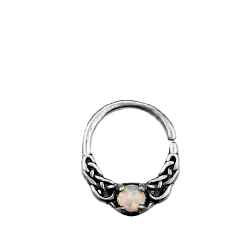 Universal Piercing Ring Silber Opal weiß Knoten celtic - chic - net.de