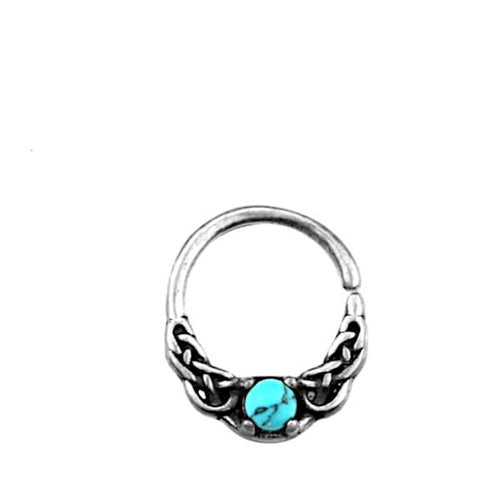 Universal Piercing Ring Silber Türkis Stein Knoten celtic - chic - net.de