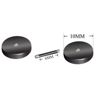 Cargar imagen en el visor de la galería, The Fake Piercing Plug Viking schwarz Edelstahl 10mm features two round black stainless steel discs with a central screw hole, joined by a 6mm thick rod. One disc has a 10mm diameter, making it perfect for bold, classic fake piercings.
