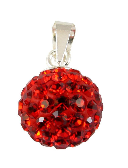 Glitzerkugel Light Siam rot 18 mm Kristall Silberanhänger Anhänger 925er Silber Damen Glitzer