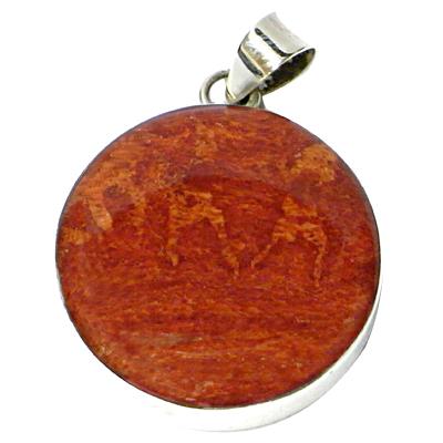 Korallenanhänger 25 mm Silberanhänger Anhänger Koralle 925er Silber Damen Schmuck Kreis gefasst