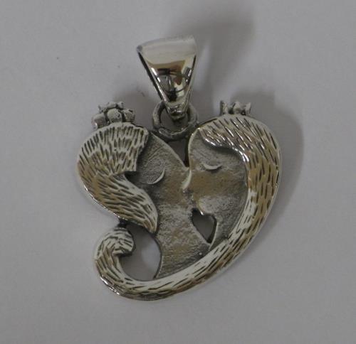 Silberanhänger Liebespaar Kuss Herz 925er Sterling Silber Anhänger Kette Schmuck