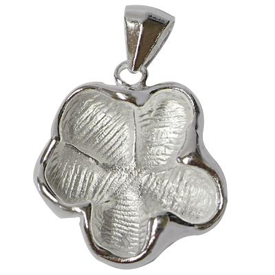 Silberanhänger Blume innen weiß oxidiert Rand glänzend gewölbt Rillen Anhänger 925er Sterling Silber