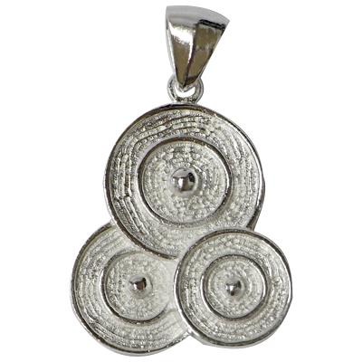 Silberanhänger drei Kreise glänzend weiß oxidiert Anhänger 925er Sterling Silber Kette Damen