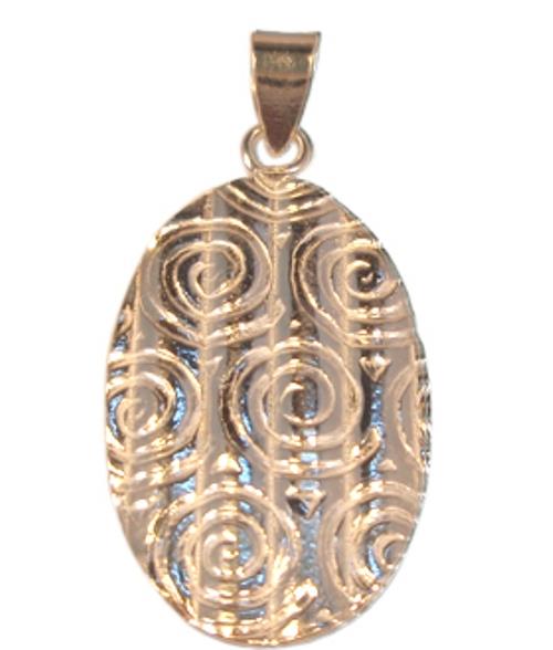 Silberanhänger Spiralmuster Oval Anhänger Sterling Silber 925er Unisex Schmuck