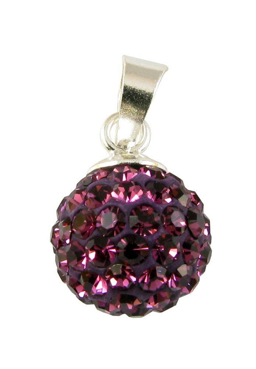Glitzerkugel Burgundy dunkel lila 12 mm Kristall Silberanhänger Anhänger 925er Silber Damen Glitzer