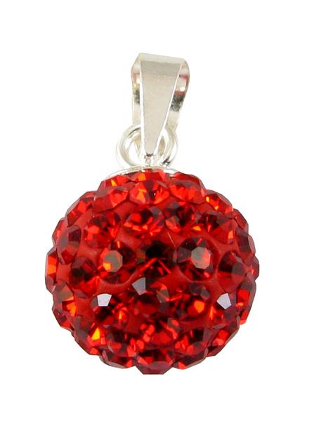 Glitzerkugel Light Siam rot 12 mm Kristall Silberanhänger Anhänger 925 Silber Damen Glitzer Schmuck