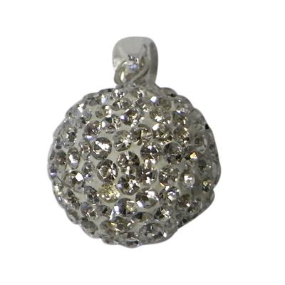 Glitzerkugel weiß ca. 16mm Ø Damen Anhänger Kristallkugel Fassung 925er Sterlingsilber