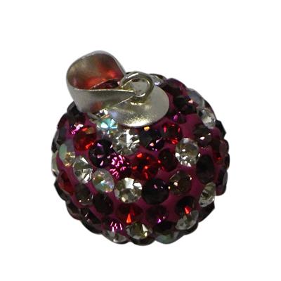 Glitzerkugel lila weiß Damen Anhänger Kristallkugel ca.16mm Ø Fassung 925er Sterlingsilber