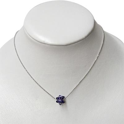 Kette, lilaner Stern-Anhänger, 12mmØ, verstellbare Edelstahlkette