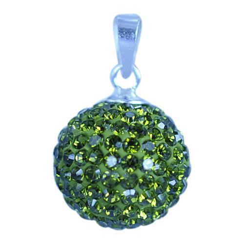 Glitzerkugel oliv grün 10 mm Kristall Silberanhänger Anhänger 925er Silber Damen Glitzer Schmuck