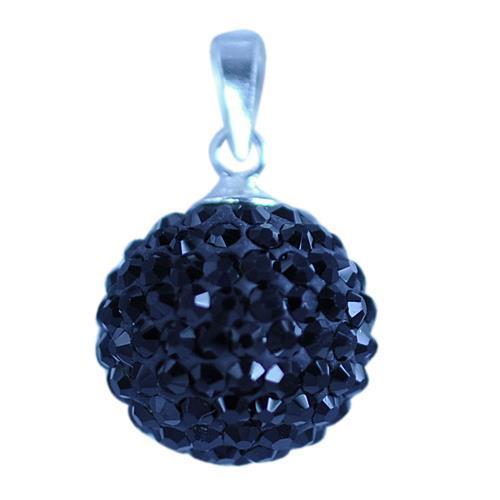 Glitzerkugel jet schwarz 10 mm Kristall Silberanhänger Anhänger 925er Silber Damen Glitzer Schmuck