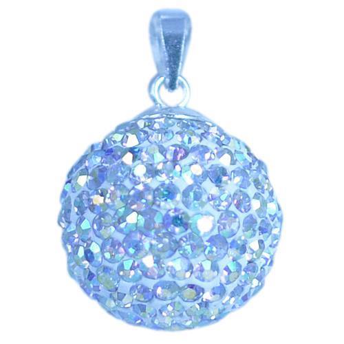 Glitzerkugel weiß bunt schillernd 10 mm Kristall Silberanhänger Anhänger 925er Silber Damen Glitzer