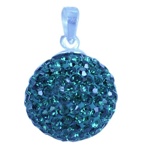 Glitzerkugel montana blau 14 mm Kristall Silberanhänger Anhänger 925er Silber Damen Glitzer Schmuck