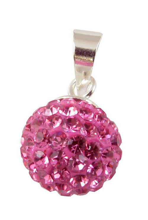 Glitzerkugel rosa 14 mm Kristall Silberanhänger Anhänger 925er Silber Damen Glitzer Schmuck