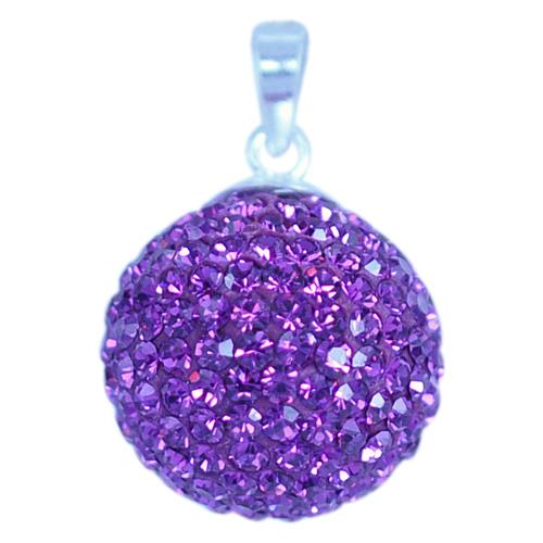 Glitzerkugel Amethyst lila 14 mm Kristall Silberanhänger Anhänger 925er Silber Damen Glitzer Schmuck