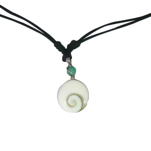 Shivaauge Kette Türkisstein 1,6cm Ø gewachst Baumwolle rund Shiva-Auge verstellbar