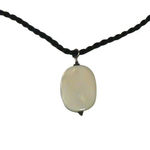 Perlmuttkette Kette Baumwolle gewachst Perlmutt Muschel oval verstellbar Kordel