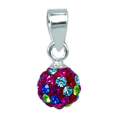Glitzerschmuckset Kristall Zirkonia Kugel bunt Anhänger Ohrringe 925er Sterling Silber Damen Schmuck