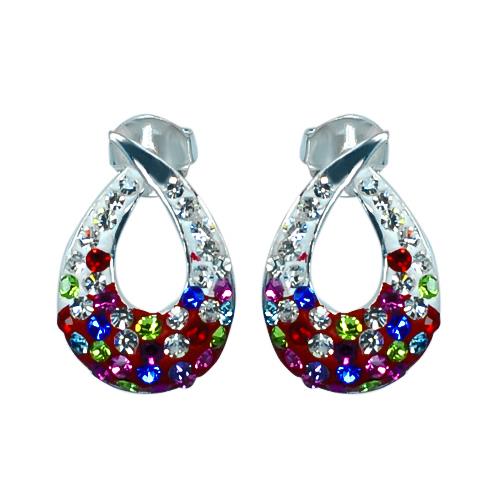 Glitzerschmuckset Kristall Zirkonia Tropfen offen bunt Anhänger Ohrstecker 925er Sterling Silber