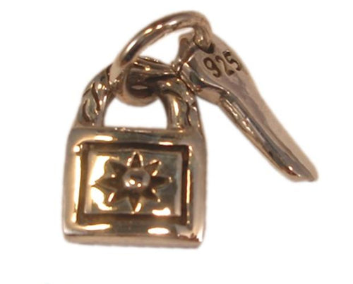 Silberanhänger Schloss Schlüssel Anhänger 925er Sterling Silber Unisex Schmuck