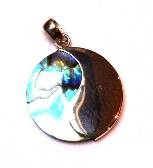 Abalone Perlmutt Muschel Silberanhänger Anhänger Kette 925er Sterling Silber Unisex Schmuck Yin Yang