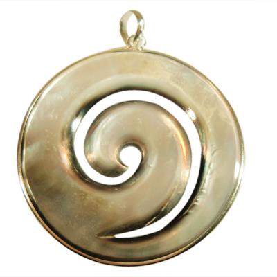 Silberanhänger Perlmutt Anhänger Kette 925er Sterling Silber Unisex Schmuck Muschel weiß Spirale