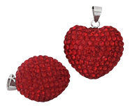 Glitzerkugel Herz rot 13 mm Kristall Silberanhänger Anhänger 925er Silber Damen Glitzer Schmuck
