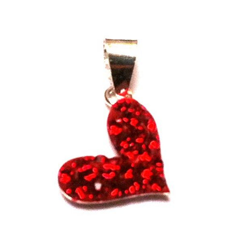 Glitzerkugel Kristall Silberanhänger Herz rot flach 8 mm Anhänger 925er Silber Damen Glitzer Schmuck