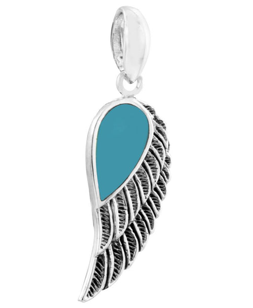 Silberanhänger Türkis Raisin Anhänger Kette 925er Sterling Silber Unisex Schmuck Flügel hellblau