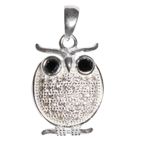 Glitzer Kristall Eule dick Silberanhänger Anhänger 925er Silber Damen Schmuck