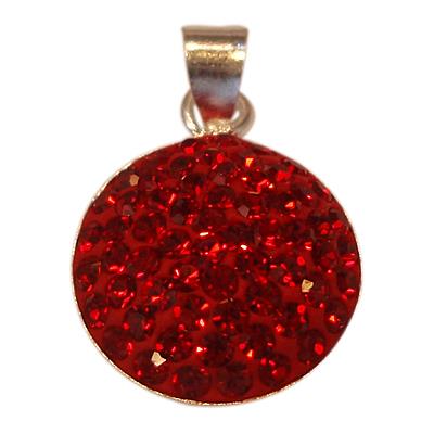 Glitzer Kristall Kreis rot Silberanhänger Anhänger 925er Silber Damen Schmuck
