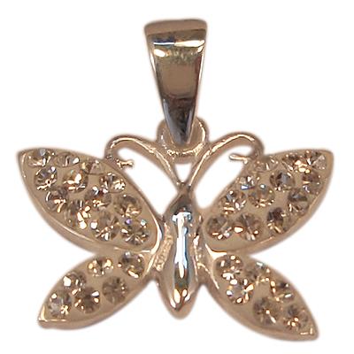 Glitzer Kristall Schmetterling weiß Silberanhänger Anhänger 925er Silber Damen Schmuck