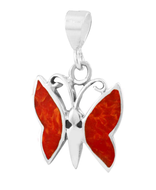 Korallenanhänger Silberanhänger Anhänger Koralle 925er Sterling Silber Damen Schmuck Schmetterling