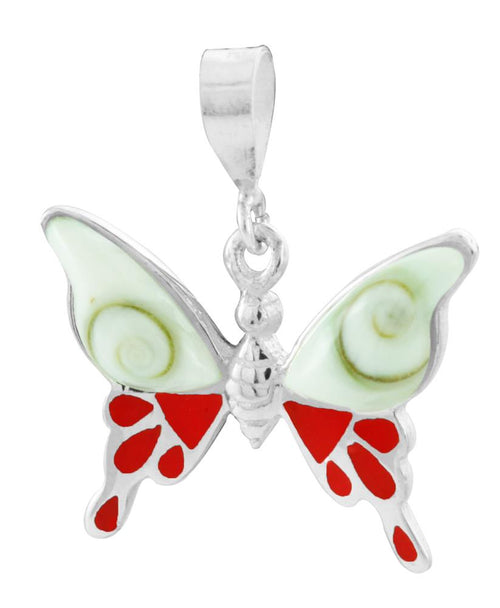 Shivaauge Silberanhänger Schmetterling Koralle Raisin Anhänger 925er Sterling Silber Damen Schmuck