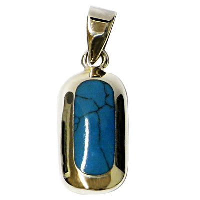 Damen Anhänger Türkis oval 925er Sterling Silber ca. 18 x 8  mm blau