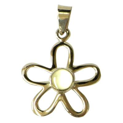 Silberanhänger Blume Anhänger Perlmutt Muschel 925er Sterling Silber schillernd weiß Damen Kette