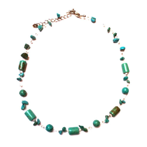 Kette Steinsplitter Perlen Howlith Damen Schmuck Türkis 42- 48 cm nickelfrei Zylinder