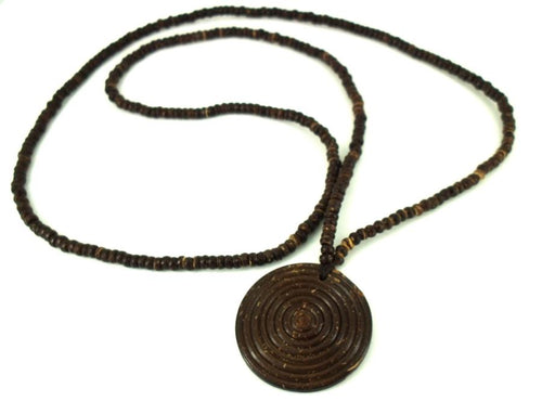 Spirale Holzkette Kokosholz braun unisex Kette handgeschnitzt 86 cm