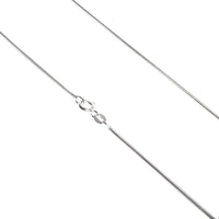 Load image into Gallery viewer, A close-up of the Silberkette 1,4 mm Schlangen Kette Charmträger Collierkettchen, made from 925er Silber with a small lobster clasp and Ringchen, showcased on a white background.
