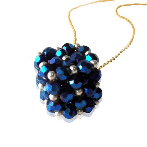 Brass Kette Glaskristalle Würfel blau facettiert silber nickelfrei Glitzer Schmuck