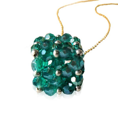 Brass Kette Glaskristalle Würfel türkis facettiert silber nickelfrei Glitzer Schmuck