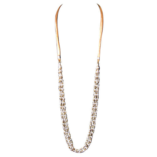 Damen Perlenkette gold weiß silber Perlen Brass Kette Baumwolle nickelfrei